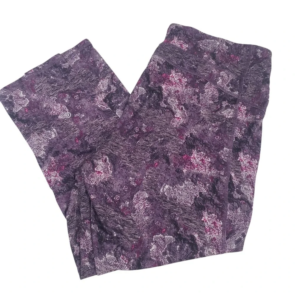 Champion High Waist Cropped Leggings Womens Purple 2X Floral Stretch Yoga Gym‎